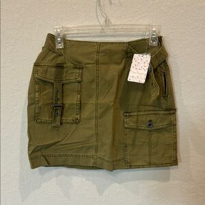 Olive Green Utility Skirt with Pockets